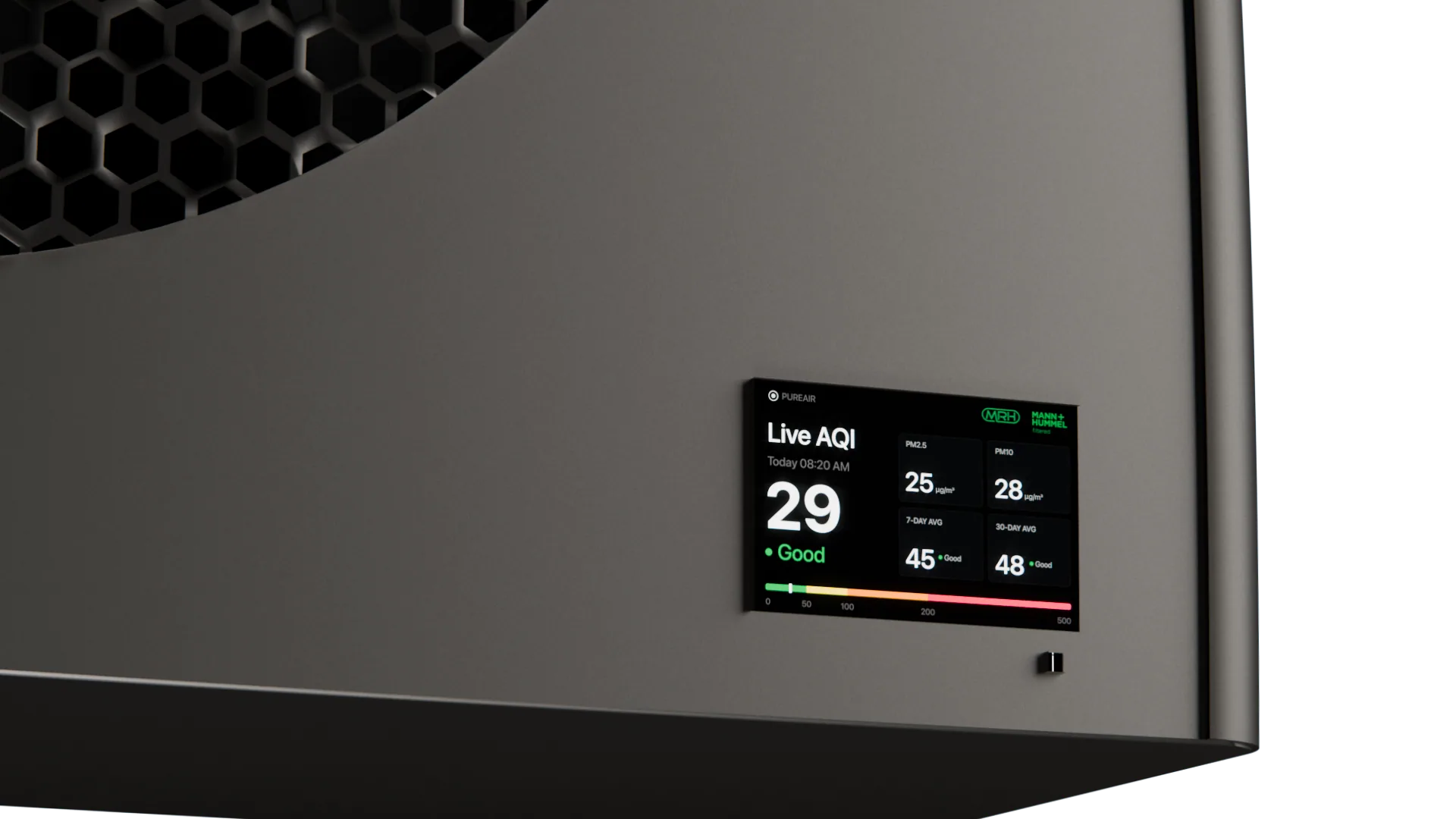The air, on the front panel.
